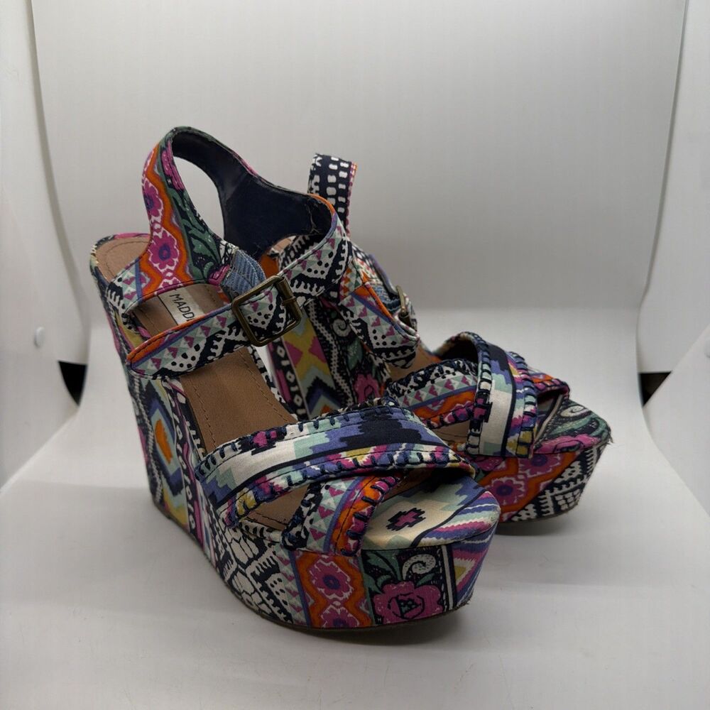 Steve Madden Winonna Wedges Multicolored Platform Sandals Size 8.5M